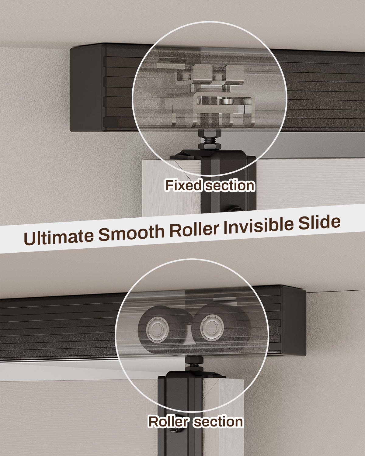 Box Rail Hardware Bifold Sliding Barn Door Hardware Track, Ceiling Mount Aluminium Alloy Kit for 2 Bifold Doors (Door Not Included)