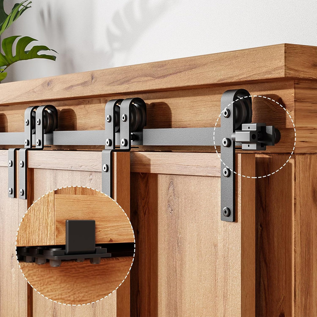 AONAYIOA 6FT/183CM Kabinett Mini Schiebetür Hardware-Kit, schiebetürbeschlag,schiebetür komplettset,Schiebegeräuschlos,für Eintürige TV-Ständer, Kleiner Kleiderschrank (Keine Schranktür)