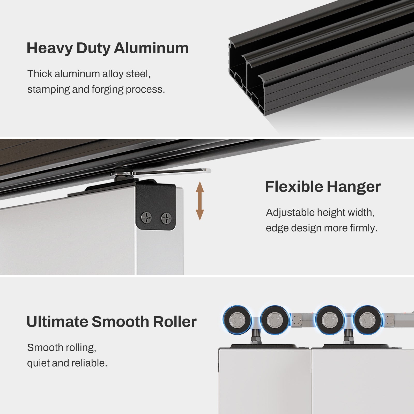 Bypass Sliding Closet Door Hardware Track, Heavy Duty Aluminum Closet Door Hardware Bypass Door Hardware, Soft Close Barn Door Hardware Kit (No Door)